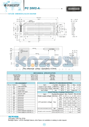 PC2002-A datasheet - OUTLINE DIMENSION & BLOCK DIAGRAM