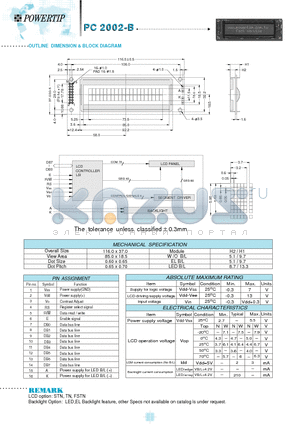 PC2002-B datasheet - OUTLINE DIMENSION & BLOCK DIAGRAM