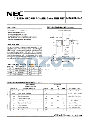 NE850R599A datasheet - C-BAND MEDIUM POWER GaAs MESFET