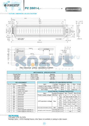 PC2001-L datasheet - OUTLINE DIMENSION & BLOCK DIAGRAM