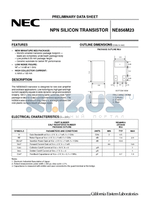 NE856M23 datasheet - NPN SILICON TRANSISTOR