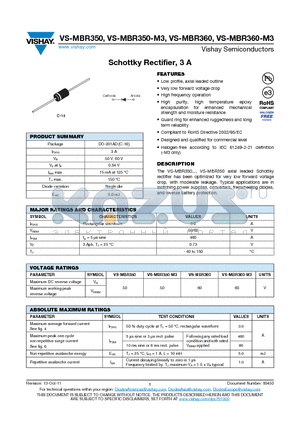 MBR360TR datasheet - Schottky Rectifier, 3 A