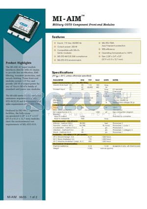 MI-AIM-I1 datasheet - Military COTS Component Front-end Modules