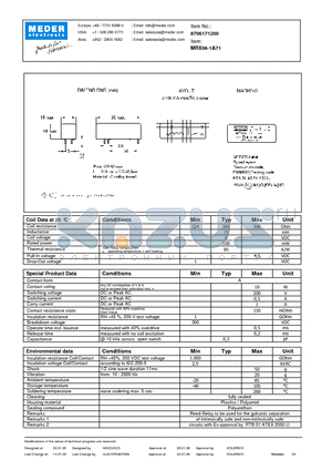 MRX06-1A71 datasheet - MRX Reed Relay