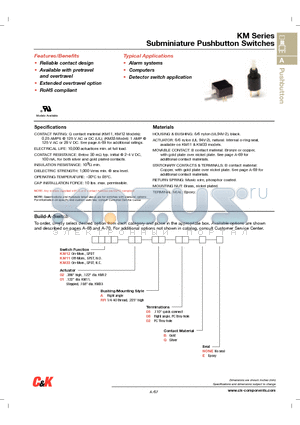 KM1202A05BE datasheet - Subminiature Pushbutton Switches