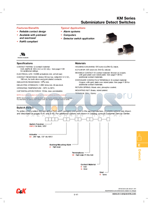 KM1202A08BE datasheet - Subminiature Detect Switches