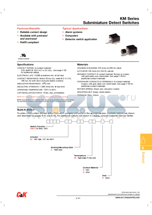 KM1202A08E datasheet - Subminiature Detect Switches
