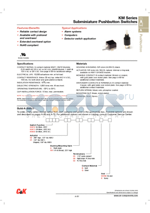 KM1205BE datasheet - Subminiature Pushbutton Switches