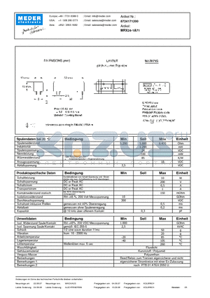 MRX24-1A71_DE datasheet - (deutsch) MRX Reed Relay