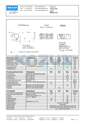 MRX24-1C21_DE datasheet - (deutsch) MRX Reed Relay