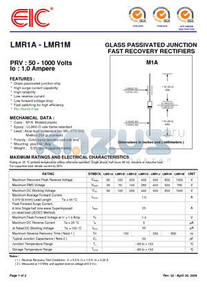 LMR1K datasheet - GLASS PASSIVATED JUNCTION