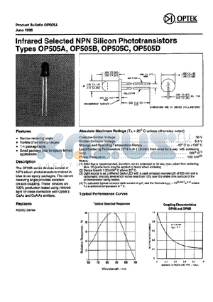 OP505B datasheet - Infrared Selected NPN Silicon Phototransistors