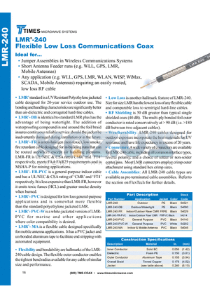 LMR-240 datasheet - Flexible Low Loss Communications Coax