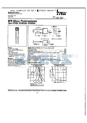 OP509 datasheet - NPN SILICON PHOTOTRANSISTORS