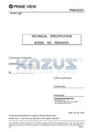 PM042OX1 datasheet - Color TFT LCD module