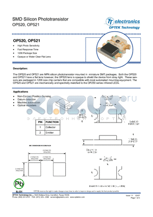 OP520 datasheet - SMD Silicon Phototransistor