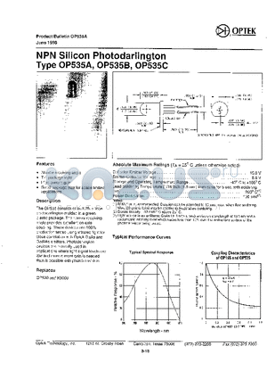 OP535C datasheet - NPN SILICON PHOTODARLINGTON