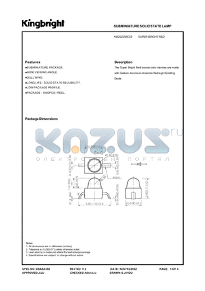 KM2520SRC03 datasheet - SUBMINIATURE SOLID STATE LAMP