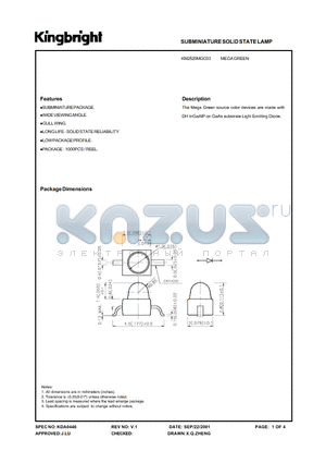 KM2520MGC03 datasheet - SUBMINIATURE SOLID STATE LAMP