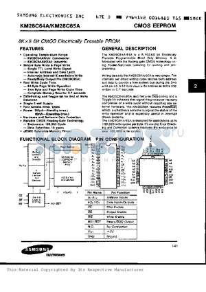 KM28C64A datasheet - 8K x 8 BIT CMOS ELECTRICALLY ERASABLE PROM