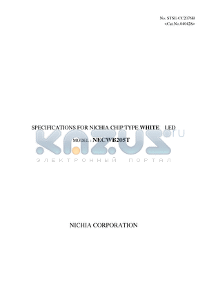 NECWB205T datasheet - TYPE WHITE LED