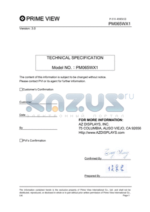 PM065WX1 datasheet - TECHNICAL SPECIFICATION