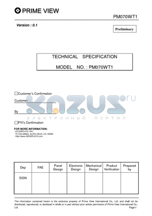 PM070WT1 datasheet - TECHNICAL SPECIFICATION