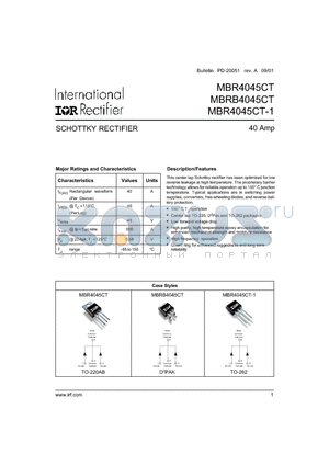MBR4045CT-1 datasheet - SCHOTTKY RECTIFIER