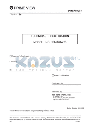 PM070WT3 datasheet - TECHNICAL SPECIFICATION