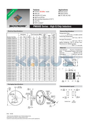 PM0805 datasheet - High Q Chip Inductors