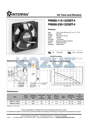 PM080-115-1225BT-4 datasheet - AC Fans and Blowers