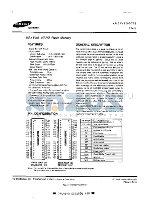 KM29V32000TS datasheet - 4M X 8 BIT NAND FLASH MEMORY