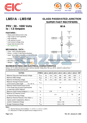 LMS1A datasheet - GLASS PASSIVATED JUNCTION