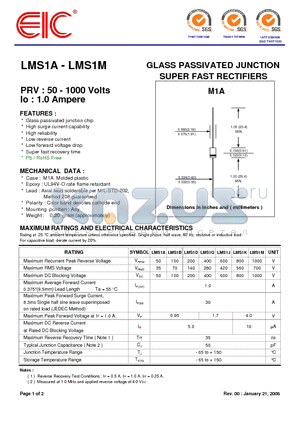 LMS1J datasheet - GLASS PASSIVATED JUNCTION