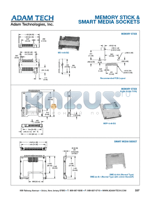 MS-10-A-SG datasheet - MEMORY STICK & SMART MEDIA SOCKETS