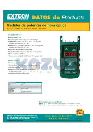 PM100-G datasheet - Medidor de potencia de fibra ^tica con foto detector de silicio