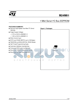 M24M01-S datasheet - 1 Mbit Serial IbC Bus EEPROM