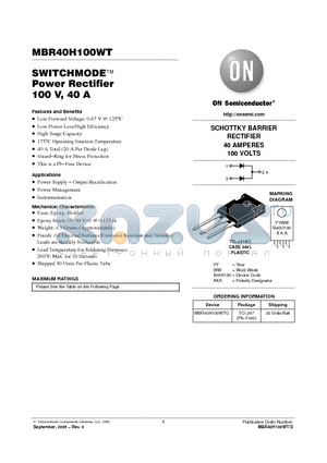 MBR40H100WD datasheet - SWITCHMODE Power Rectifier 100 V, 40 A