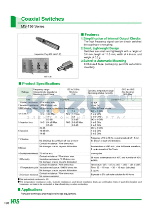 MS-136 datasheet - Coaxial Switches