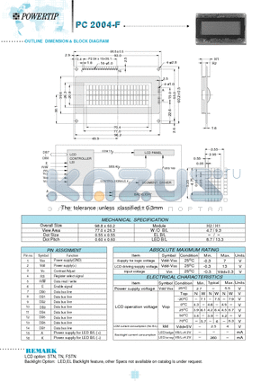 PC2004-F datasheet - OUTLINE DIMENSION & BLOCK DIAGRAM