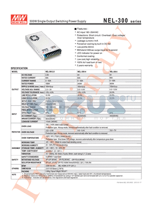 NEL-300 datasheet - 300W Single Output Switching Power Supply