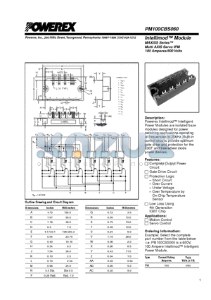 PM100CBS060 datasheet - IntellimodModule MAXISS Series Multi AXIS Servo IPM (100 Amperes/600 Volts)