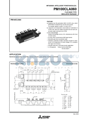 PM100CLA060 datasheet - FLAT-BASE TYPE INSULATED PACKAGE