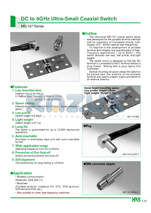 MS-147 datasheet - DC to 6GHz Ultra-Small Coaxial Switch