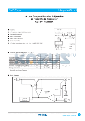 LMT1117 datasheet - 1A Low Dropout Positive Adjustable or Fixed-Mode Regulator