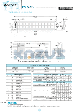 PC2402-L datasheet - OUTLINE DIMENSION & BLOCK DIAGRAM