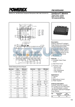 PM100RSA060 datasheet - Intellimod Module Three Phase  Brake IGBT Inverter Output (100 Amperes/600 Volts)