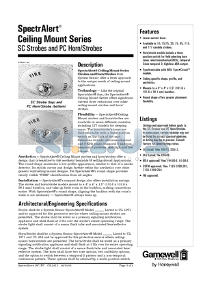 PC24115W datasheet - SC Strobes and PC Horn/Strobes