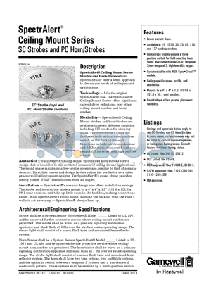 PC2475W datasheet - SC Strobes and PC Horn/Strobes
