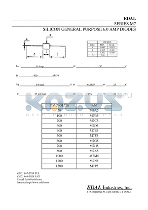 M7A5 datasheet - SILICON GENERAL PURPOSE 6.0 AMP DIODES